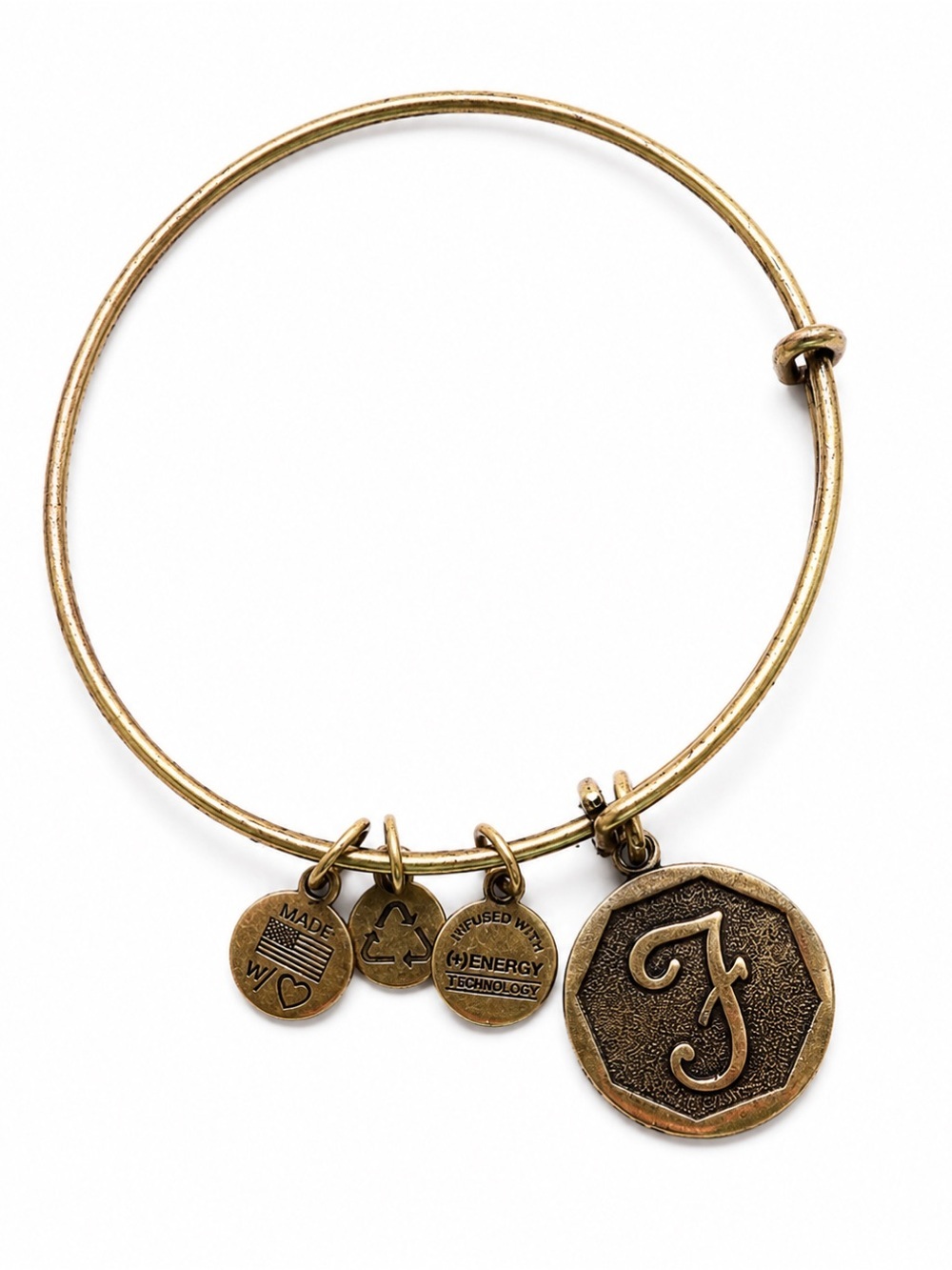 Alex and Ani Gold Initial F Charm Bangle Bracelet